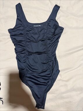 Abercrombie & Fitch woman black Ruched Tank One-Piece Bodysuit